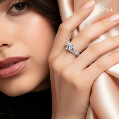 925 Sterling Silver Royal Bloom Solitaire Adjustable Ring