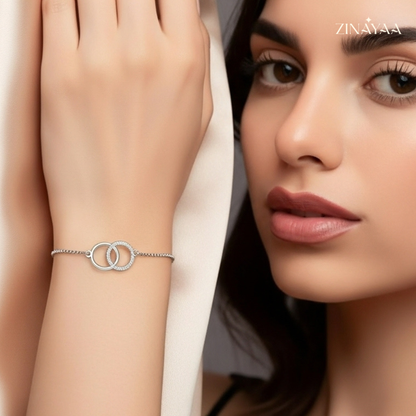92.5 Sterling Silver Elegant Link Circle Silver Bracelet