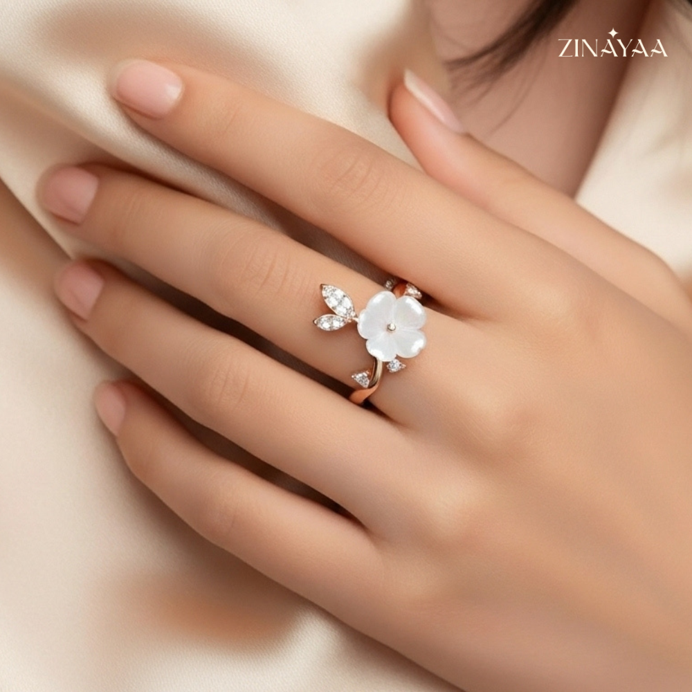 925 Sterling Silver in Rose Gold Blossom Adjustable Ring