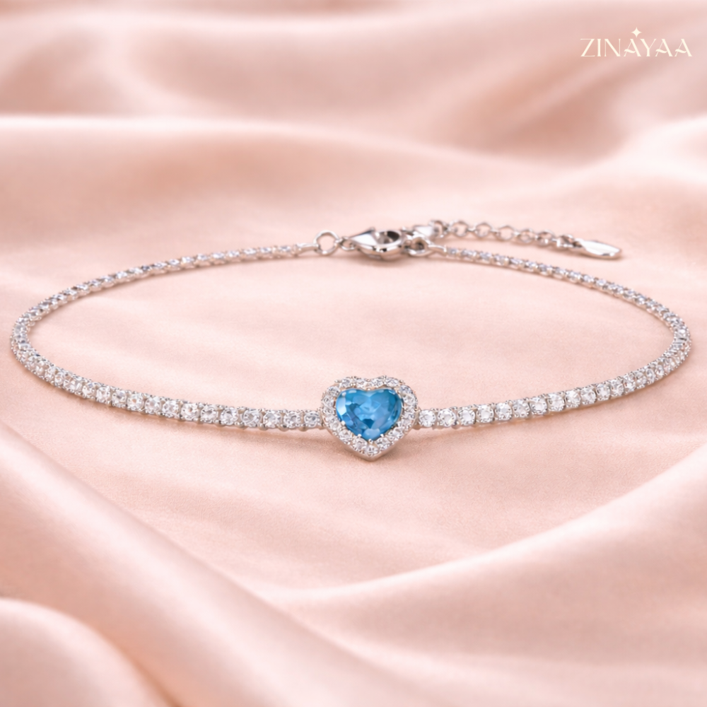 92.5  Sterling Silver Azure Heart Elegance Women’s Adjustable Bracelet