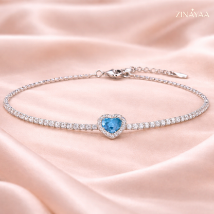 92.5  Sterling Silver Azure Heart Elegance Women’s Adjustable Bracelet