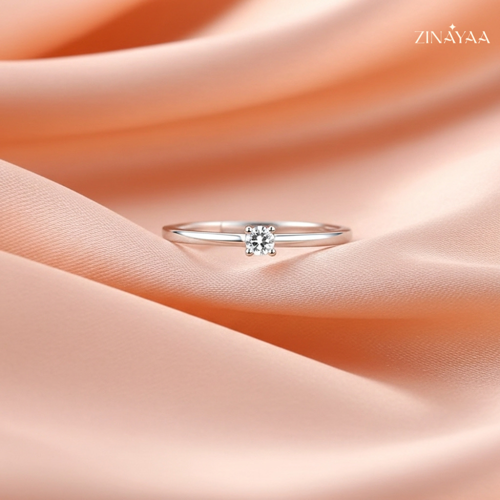 92.5 Sterling Silver Pure Promise Solitaire Women’s adjustable Ring