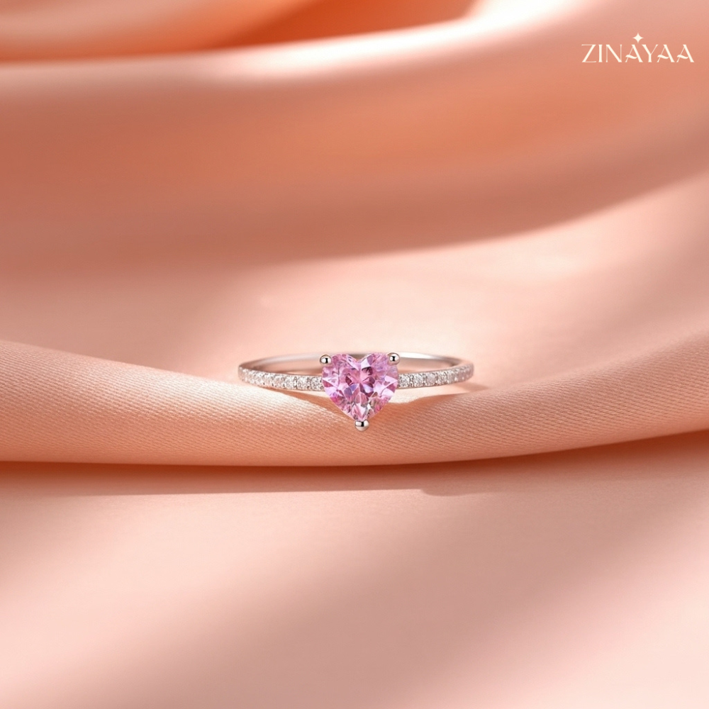 92.5 Sterling Silver Blush Heart Promise Women’s Adjustable Ring