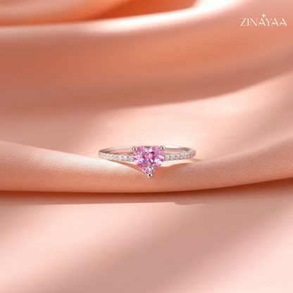 92.5 Sterling Silver Blush Heart Promise Women’s Adjustable Ring