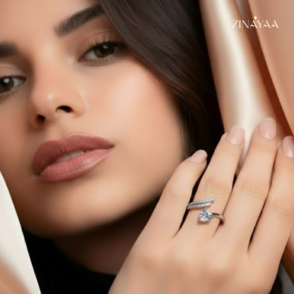 925 Sterling Silver Celeste Pear Adjustable Ring