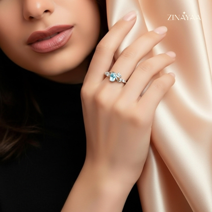 925 Sterling Silver Blue Elegance Adjustable Ring