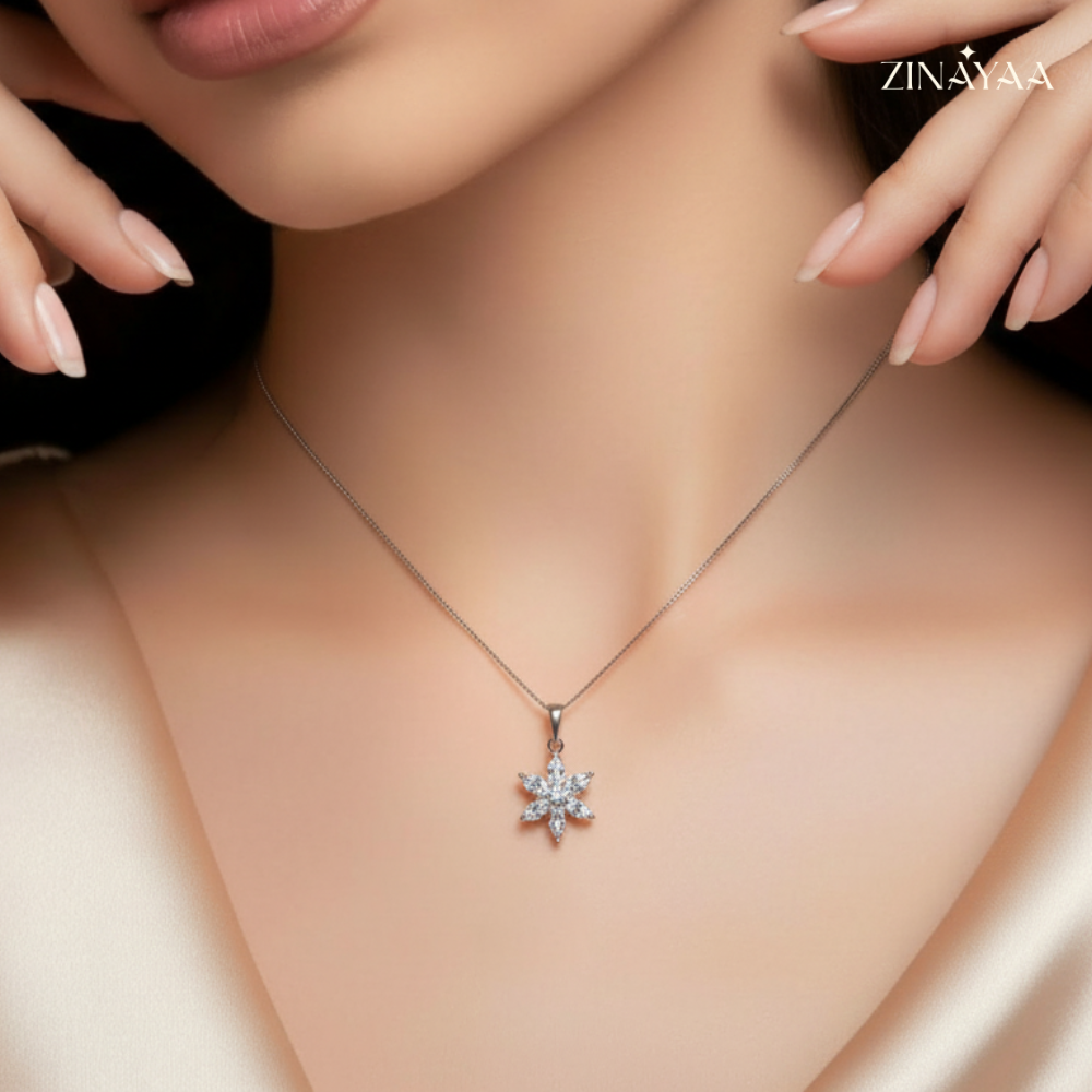 925 Sterling Silver Crystal Bloom Pendant Necklace