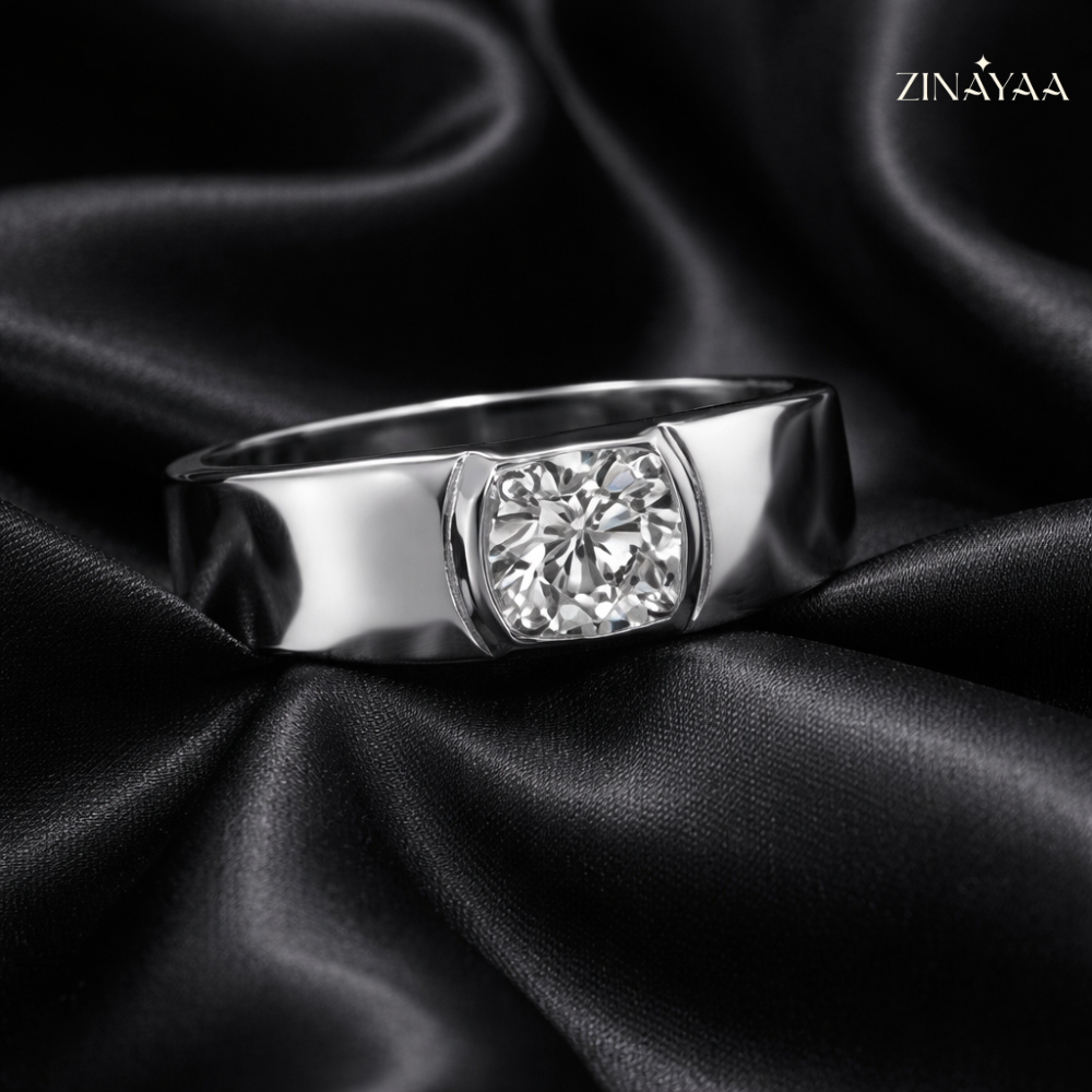 92.5 Sterling Silver Imperial Solitaire Men’s Adjustable Ring