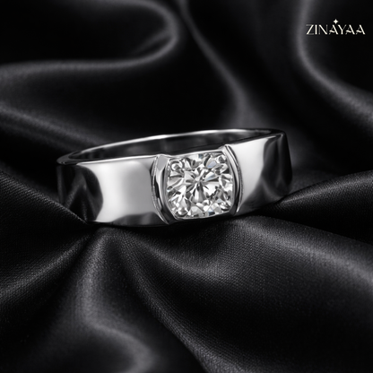 92.5 Sterling Silver Imperial Solitaire Men’s Adjustable Ring