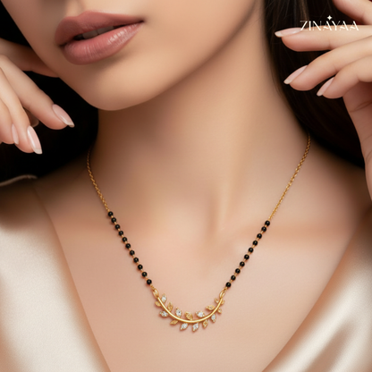 925 Sterling Silver Leaf Charm Mangalsutra Necklace
