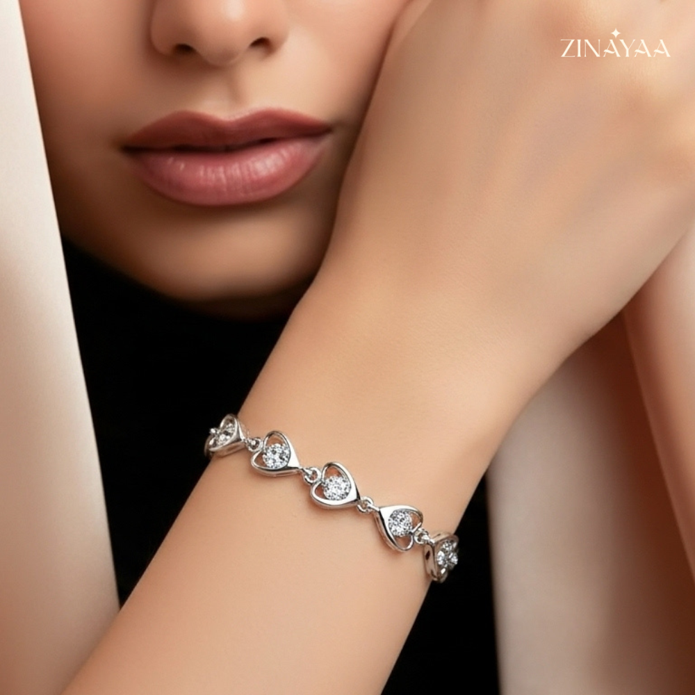 925 Sterling Silver Adjustable Heart Link Bracelet