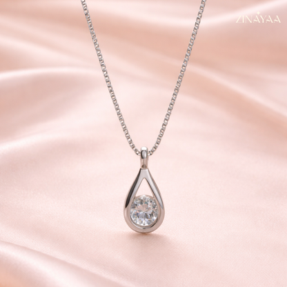 92.5 Sterling Silver Pear Drop Pendant with Chain