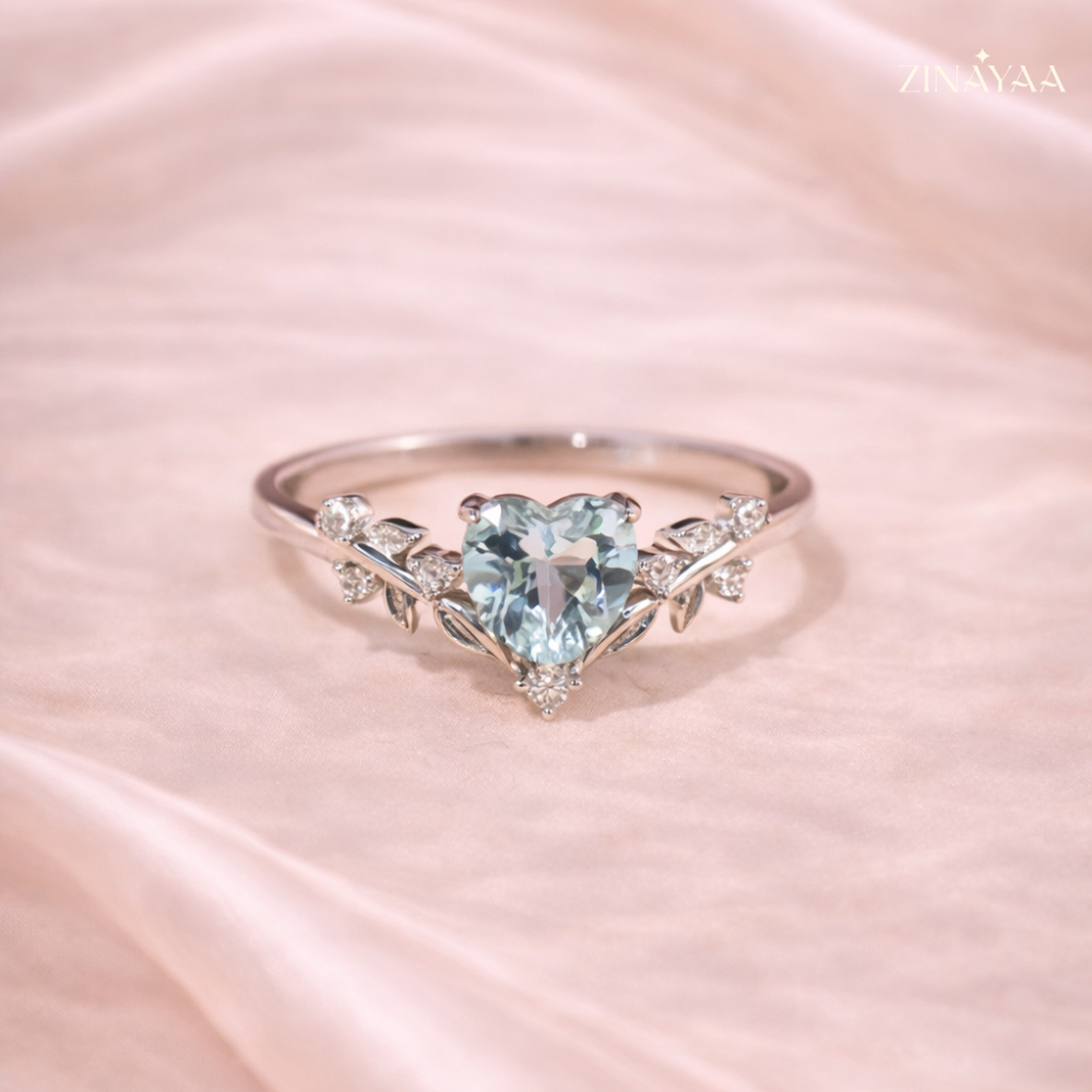 92.5 sterling silver Aqua Blossom Women’s adjustable Ring
