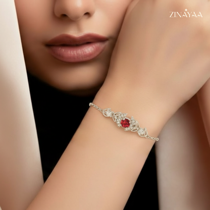 925 Sterling Silver Ruby Elegance Adjustable Bracelet