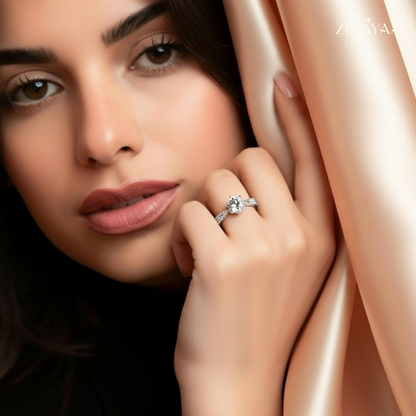 925 Sterling Silver Classic Solitaire Adjustable Ring