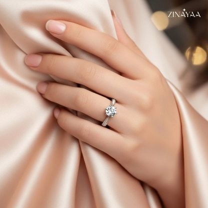 925 Sterling Silver Classic Solitaire Adjustable Ring
