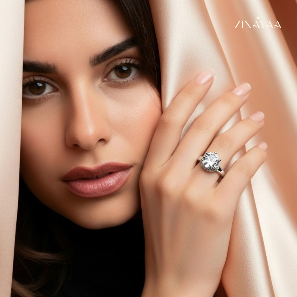 925 Sterling Silver Classic Solitaire Adjustable Ring