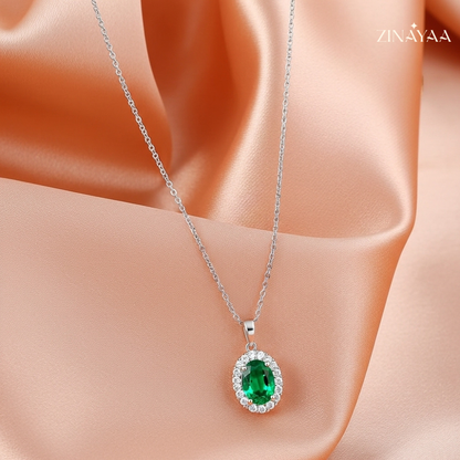 92.5 sterling silver Emerald Halo Grace Women’s Necklace