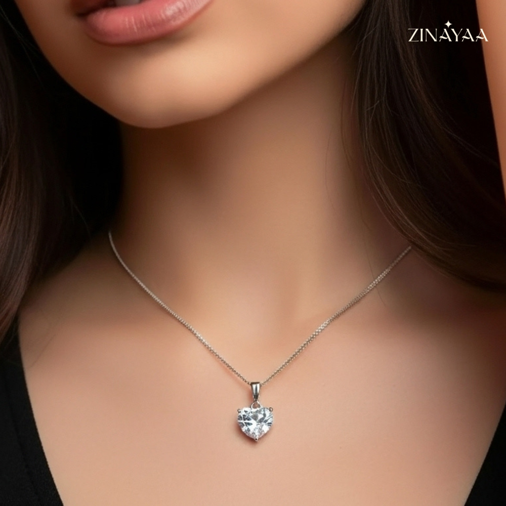 925 Sterling Silver Heart Solitaire Adjustable Necklace