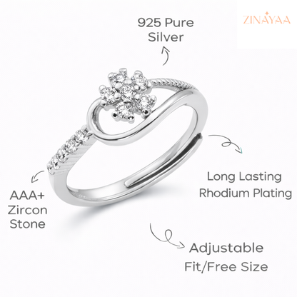 92.5 Sterling Silver Floral Infinity Spark Women’s Sterling Silver Ring