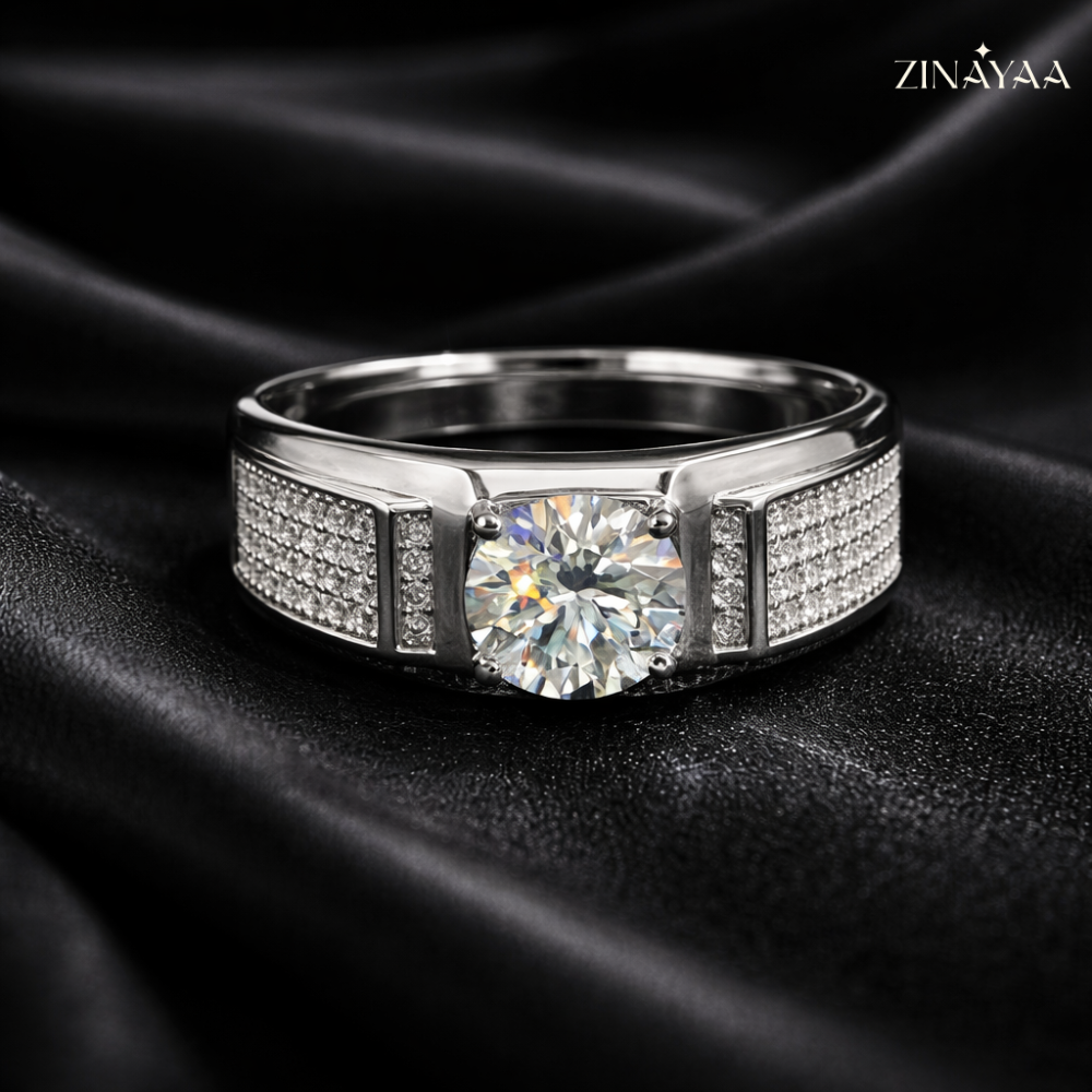 92.5 Sterling silver Mens Regal Radiance Adjustable Ring