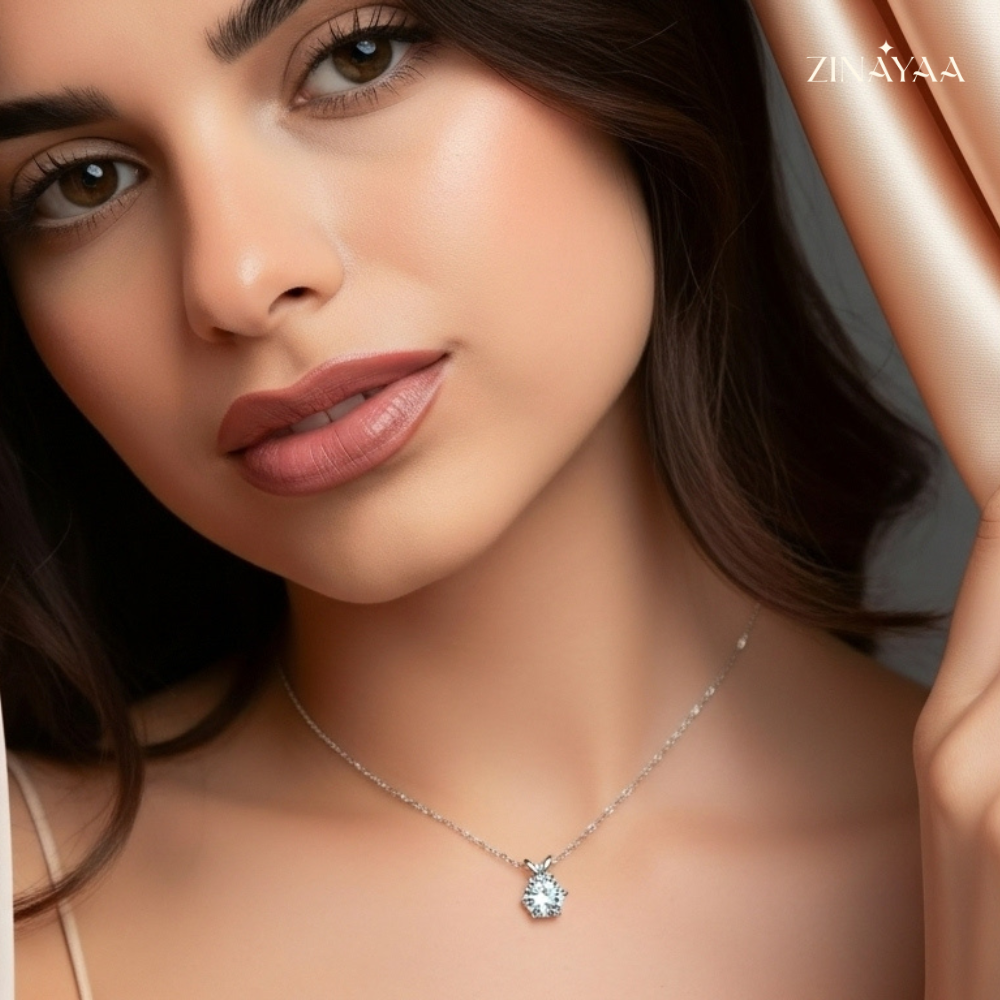 925 Sterling Silver Solitaire Spark Adjustable Pendant Necklace