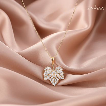 92.5 Sterling Silver Golden Leaf Grace Women’s Necklace