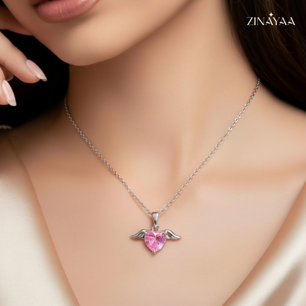 925 Sterling Silver Angel Heart Necklace