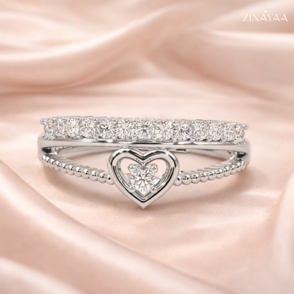 92.5 Sterling Silver Adjustable Heart Accent Ring