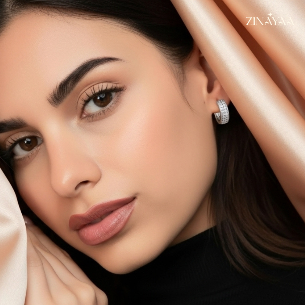 925 Sterling Silver Pavé Luxe Hoop Earrings