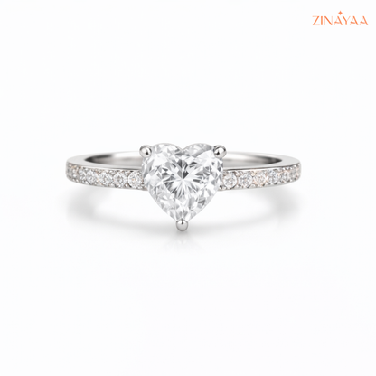 92.5 Sterling Silver Adjustable Heart-Cut Solitaire Ring