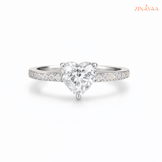 92.5 Sterling Silver Adjustable Heart-Cut Solitaire Ring