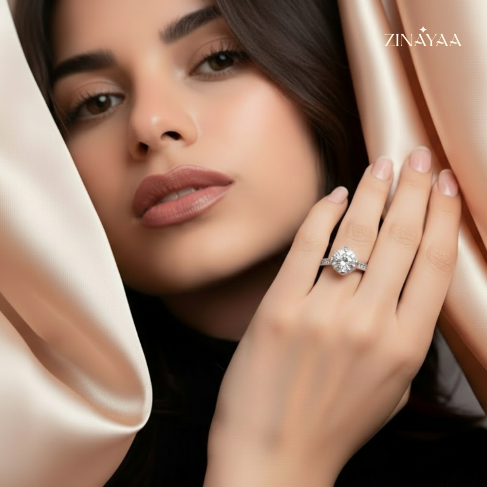 925 Sterling Silver Solitaire Spark Adjustable Ring