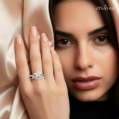 925 Sterling Silver Floral Grace Adjustable Ring