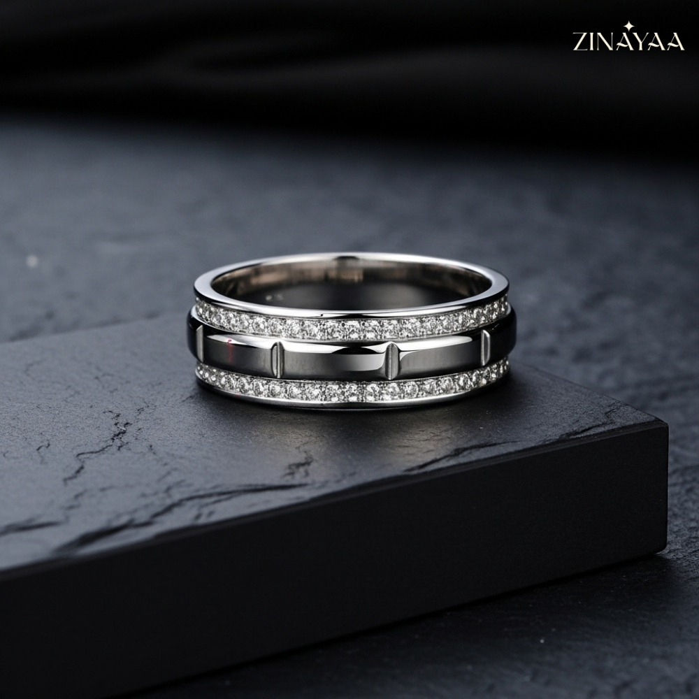 92.5 Sterling Silver Infinity Spark Band Adjustable Ring