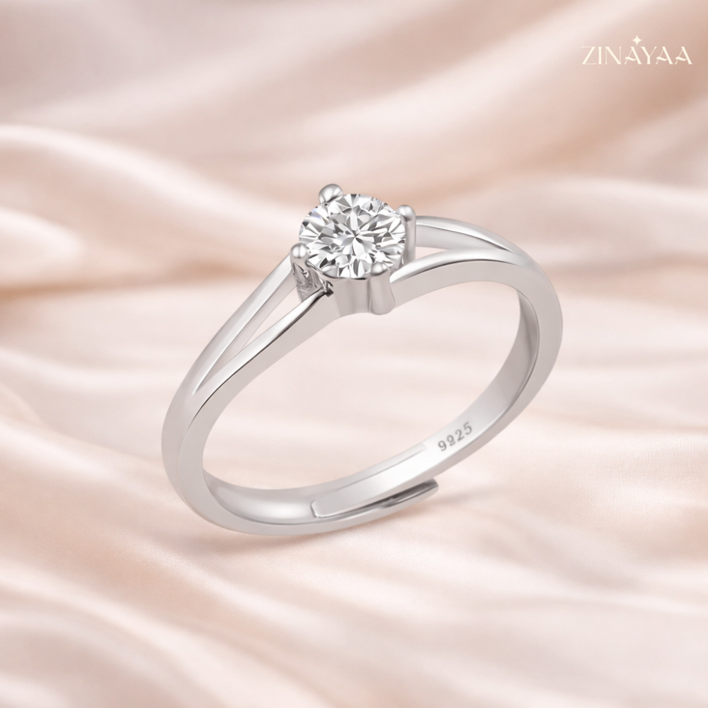 92.5 Sterling Silver Eternal Grace Solitaire Women’s Adjustable Ring