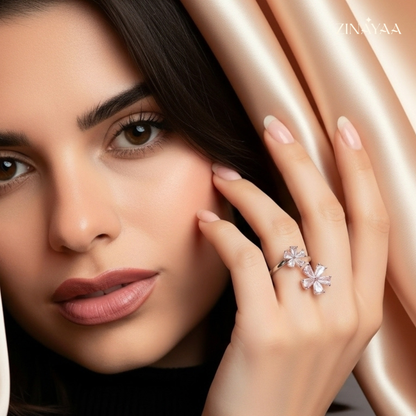 925 Sterling Silver Blush Bloom Adjustable Ring