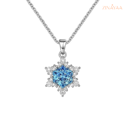 925 Sterling Silver Blue Star Bloom Adjustable Pendant Necklace