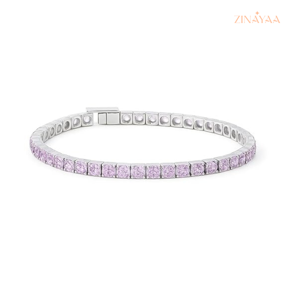 925 Sterling Silver Blush Spark Tennis Bracelet
