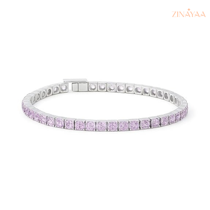 925 Sterling Silver Blush Spark Tennis Bracelet