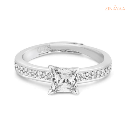 92.5 Sterling Silver Classic Brilliance Solitaire Women’s Adjustable Ring