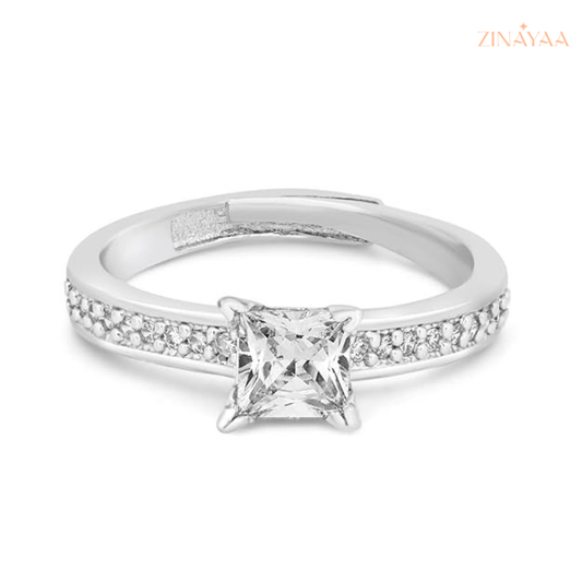 92.5 Sterling Silver Classic Brilliance Solitaire Women’s Adjustable Ring