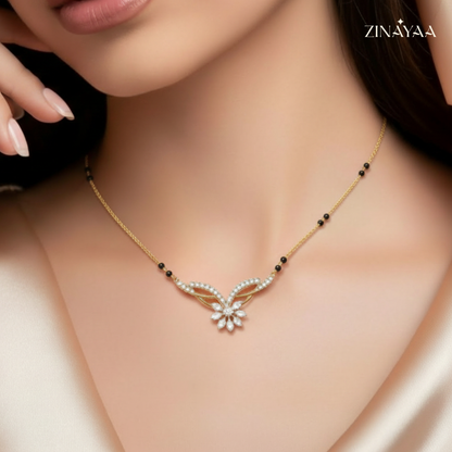 925 Sterling Silver Floral Grace Mangalsutra Golden Polish