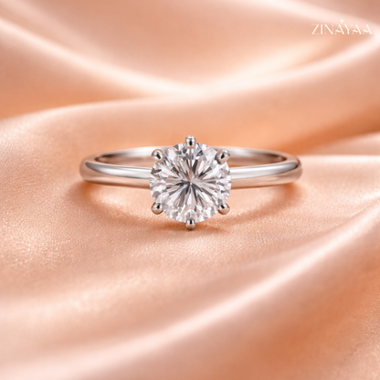 925 Sterling Silver Engagament Solitaire  Adjustable  Ring for Women