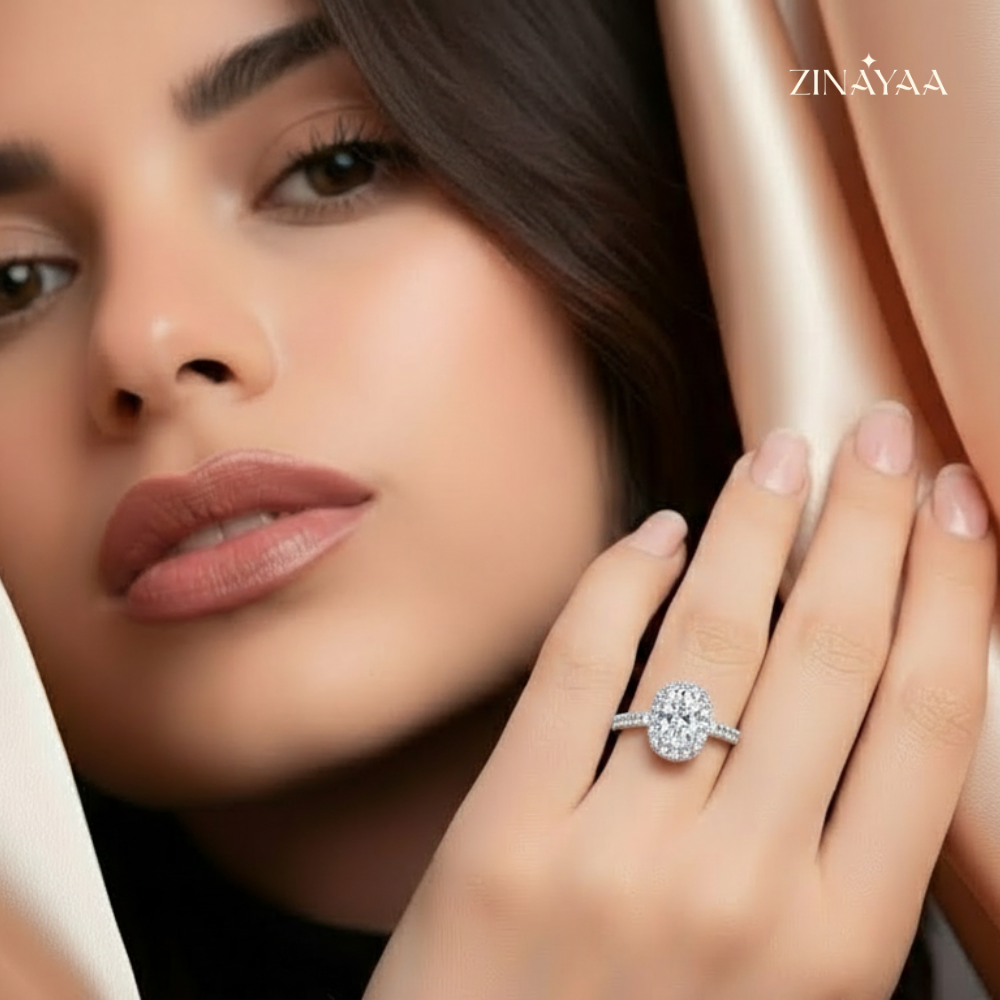 925 Sterling Silver Halo Spark Adjustable Ring
