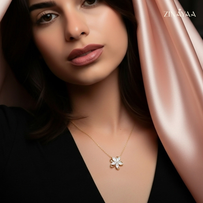 925 Sterling Silver Golden Bloom Adjustable Necklace