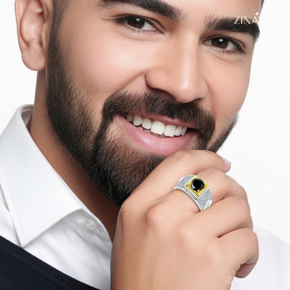 925 Sterling Silver Imperial Onyx Adjustable Ring for men