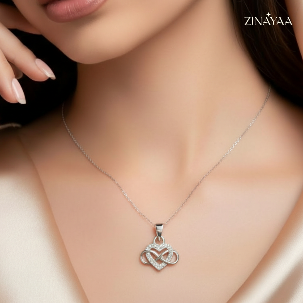 925 Sterling Silver Infinity Heart Pendant Necklace