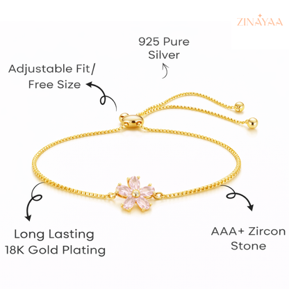925 Sterling Silver Golden Blossom Adjustable Bracelet