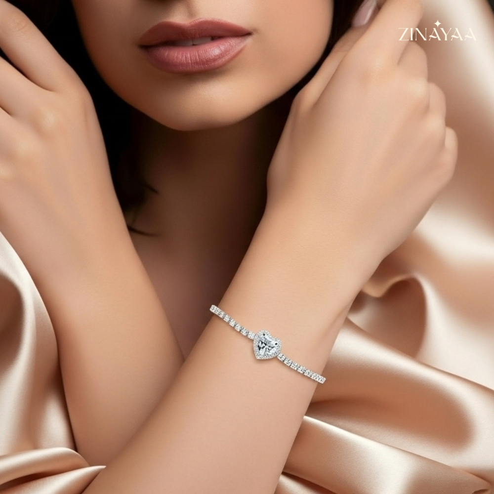 925 Sterling Silver Heart Elegance Adjustable Bracelet